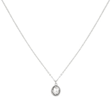 Maddie Silver Crystal Simple Stone Necklace