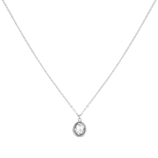 Maddie Silver Crystal Simple Stone Necklace