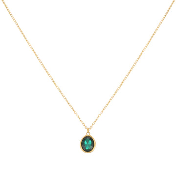 Maddie Gold Green Simple Stone Necklace