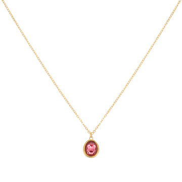 Maddie Gold Pink Simple Stone Necklace