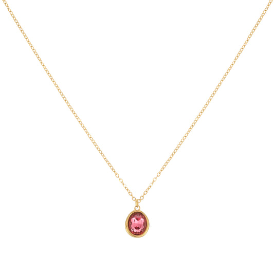 Maddie Gold Pink Simple Stone Necklace