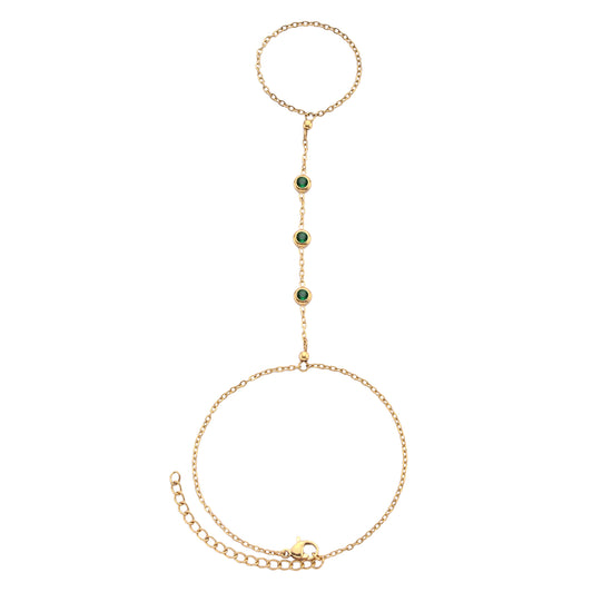 Madeleine Hand Chain Green & Gold