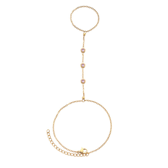 Madeleine Hand Chain Pink & Gold