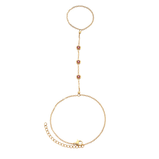 Madeleine Hand Chain Red & Gold