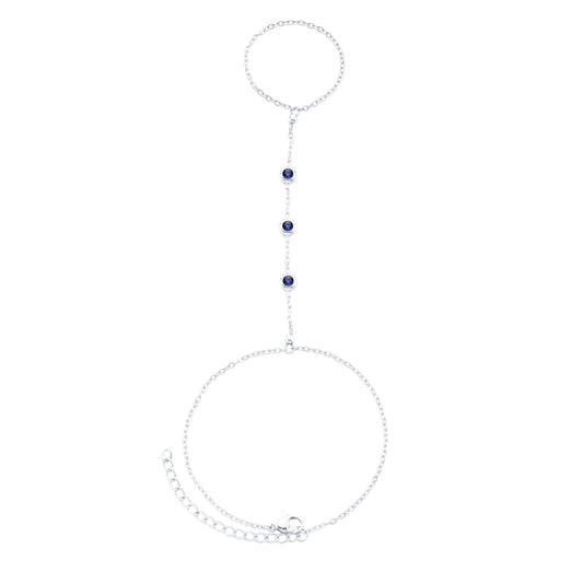 Madeleine Hand Chain Silver & Blue