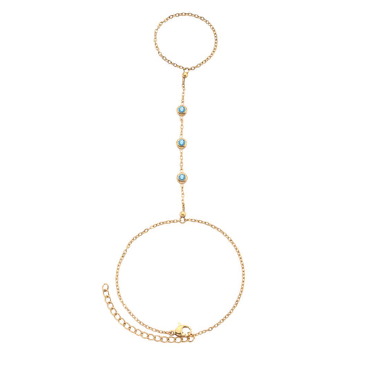 Madeleine Hand Chain Turqouise & Gold
