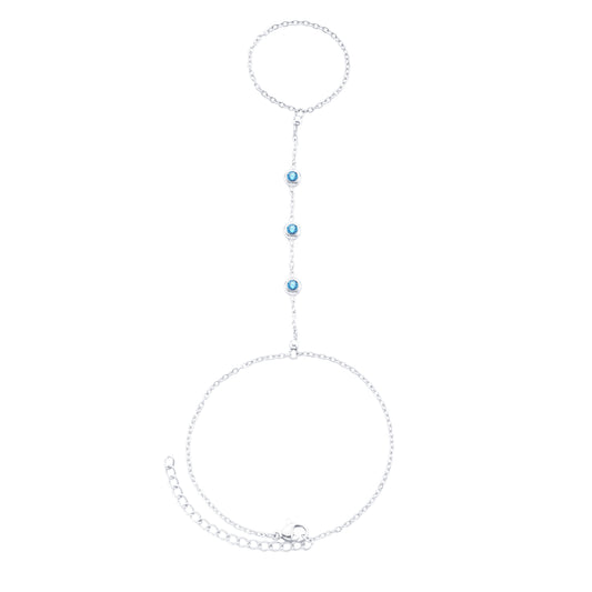Madeleine Hand Chain Silver & Turqouise