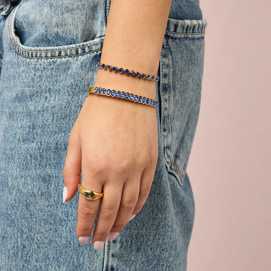 Martha Blue Gold Waterproof Bangle