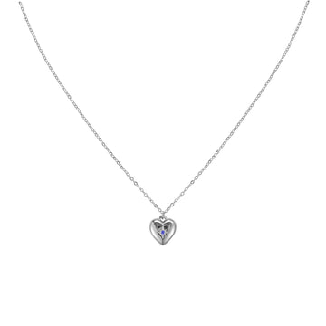 Megan Blue Silver Heart Pendant Necklace