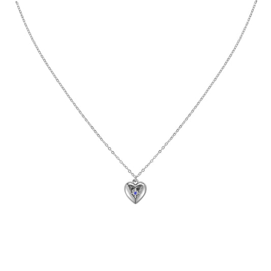 Megan Blue Silver Heart Pendant Necklace