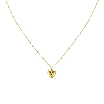 Megan Green Gold Heart Pendant Necklace