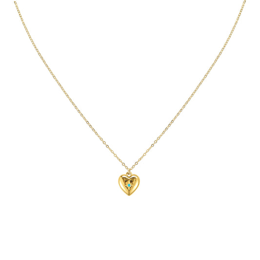 Megan Turqouise Gold Heart Pendant Necklace