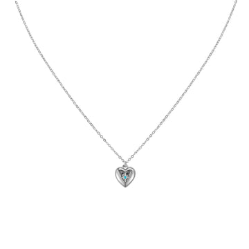 Megan Turqouise Silver Heart Pendant Necklace