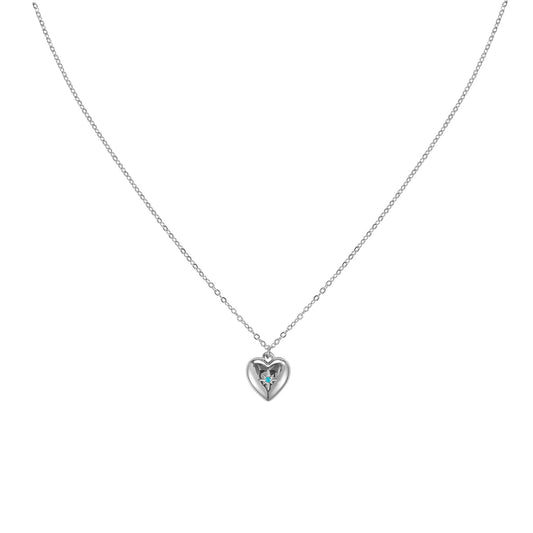 Megan Turqouise Silver Heart Pendant Necklace