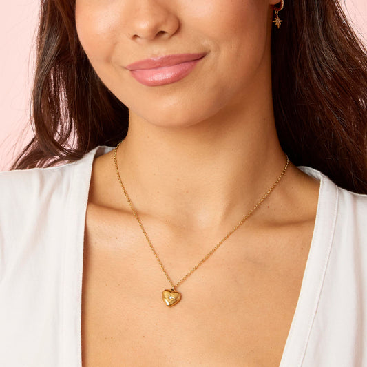 Megan Gold Crystal Heart Pendant Necklace