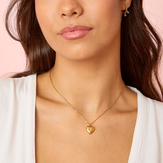 Megan Gold Turquoise Heart Pendant Necklace