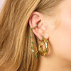 Millie Gold Green Chunky Ear Cuff & Droplet Chain