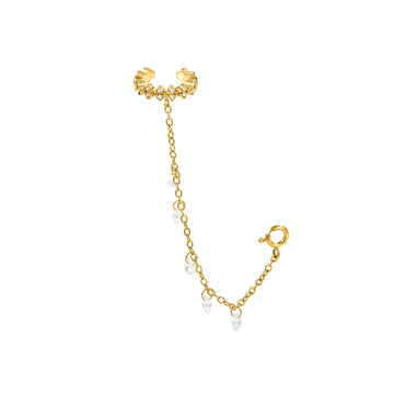 Millie Gold Crystal Chunky Ear Cuff & Droplet Chain