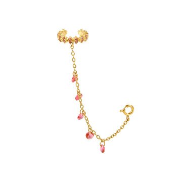 Millie Gold Pink Chunky Ear Cuff & Droplet Chain