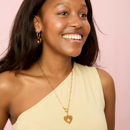 Millie Gold Pink Chunky Heart Pendant Charm
