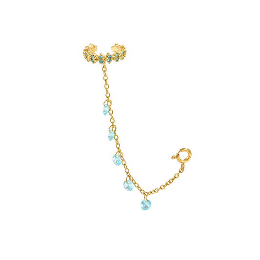 Millie Gold Turquoise Chunky Ear Cuff & Droplet Chain