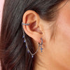 Millie Silver Blue Chunky Ear Cuff & Droplet Chain