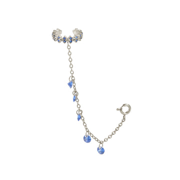 Millie Silver Blue Chunky Ear Cuff & Droplet Chain
