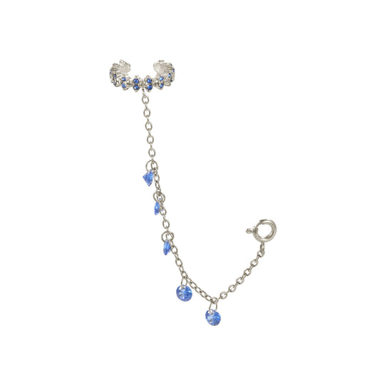 Millie Silver Blue Chunky Ear Cuff & Droplet Chain