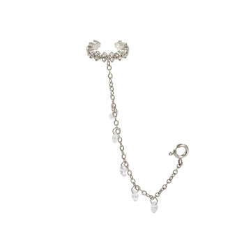 Millie Silver Crystal Chunky Ear Cuff & Droplet Chain
