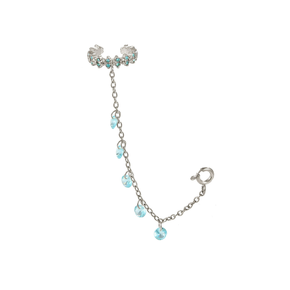 Millie Silver Chunky Ear Cuff & Droplet Chain