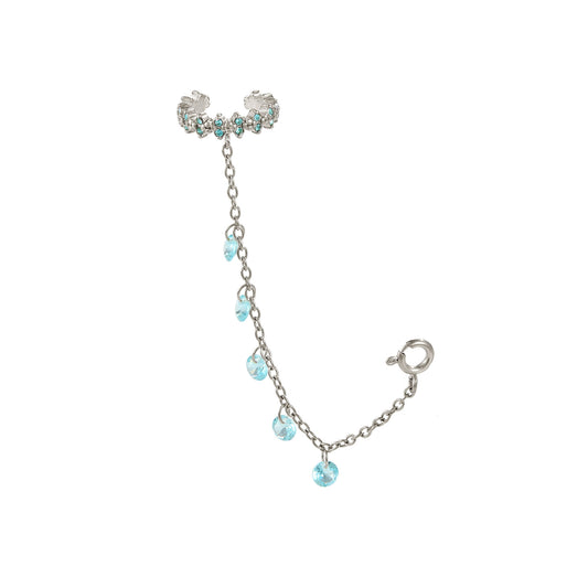 Millie Silver Turquoise Chunky Ear Cuff & Droplet Chain