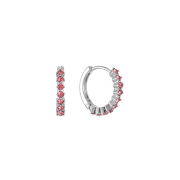 Mimi Silver Pink Huggie Earrings