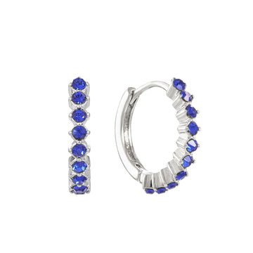 Mimi Blue Silver Original Huggie Earrings