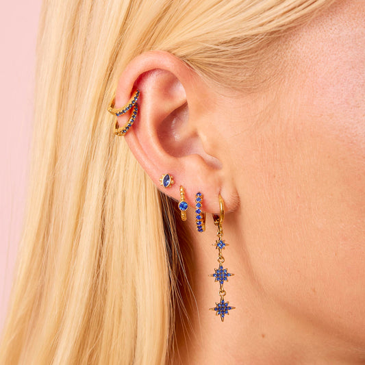 Mimi Gold Blue Huggie Earrings