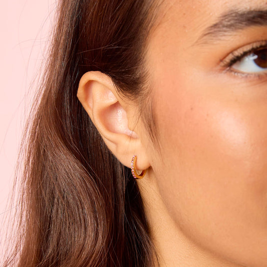Mimi Gold Pink Huggie Earrings