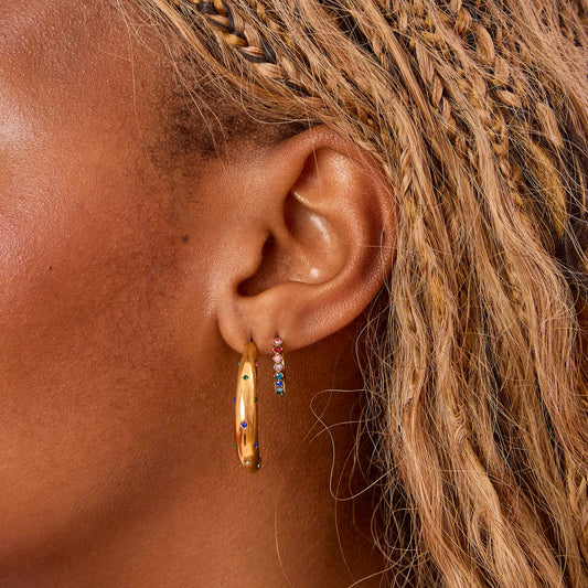 Mimi Gold Rainbow Huggie Earrings
