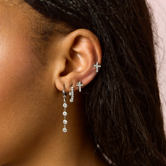 Mimi Crystal Silver Original Huggie Earrings