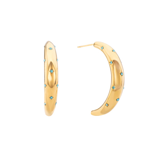 Skye Gold Turquoise Chunky Star Hoop Earrings