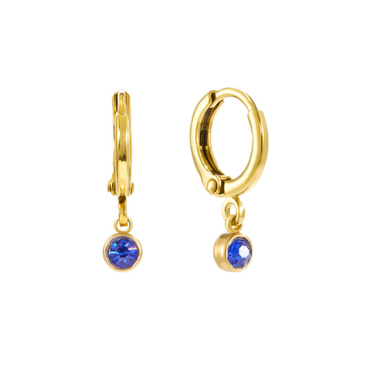 Molly Gold Blue Huggie Hoops