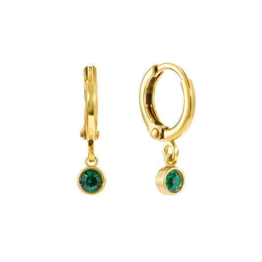 Molly Gold Green Huggie Hoops
