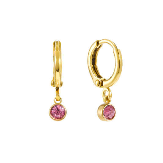 Molly Gold Pink Huggie Hoops