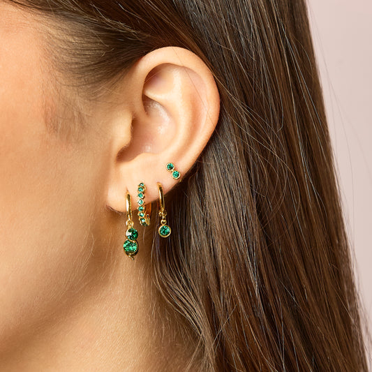 Molly Gold Green Huggie Hoops