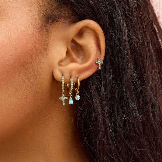 Molly Gold Turqouise Huggie Hoops