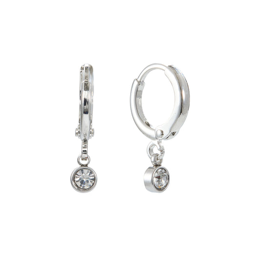 Molly Silver Crystal Huggie Hoops