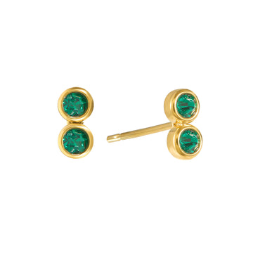 Molly Stud Earrings Gold & Green