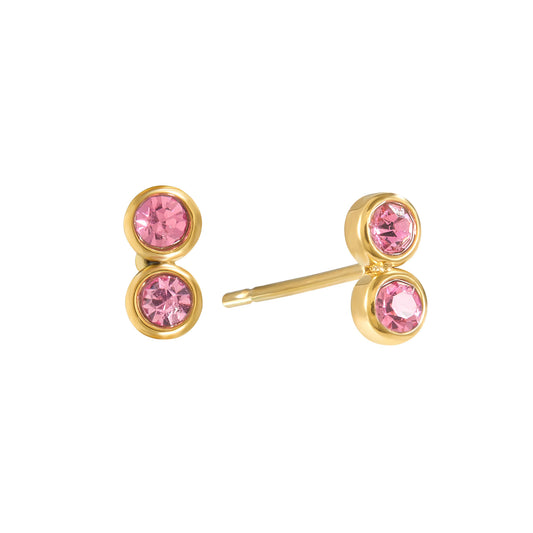 Molly Stud Earrings Gold & Pink