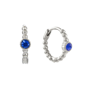 Nadine Blue Silver Dainty Gem Huggie Earrings
