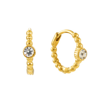 Nadine Crystal Gold Dainty Gem Huggie Earrings