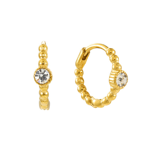 Nadine Crystal Gold Dainty Gem Huggie Earrings