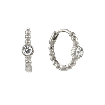 Nadine Crystal Silver Dainty Gem Huggie Earrings